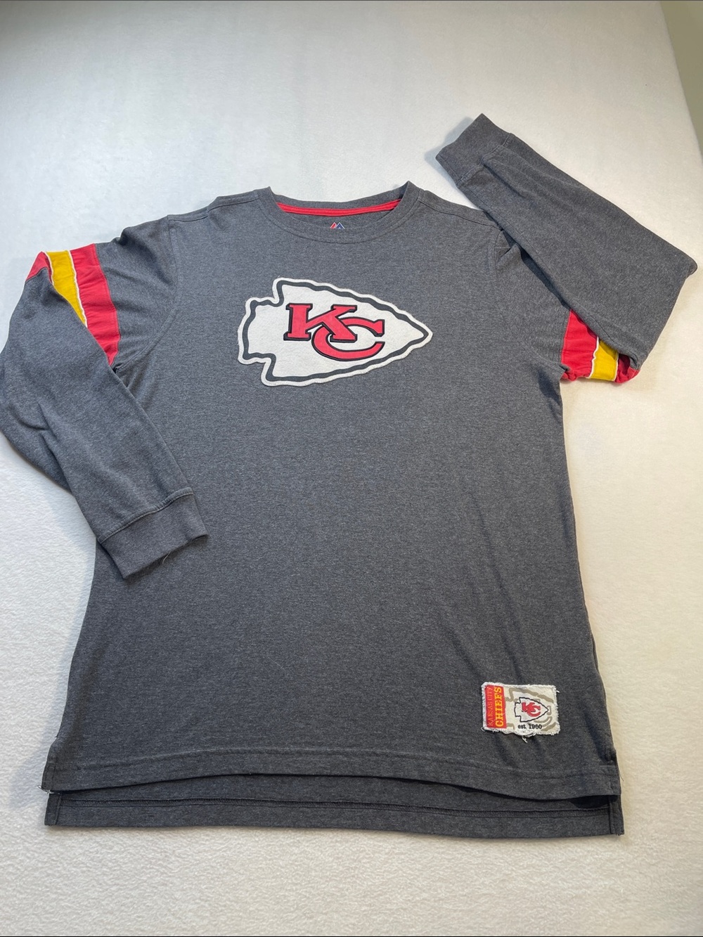 Kansas City Chiefs Gray Long-Sleeve MENS SIZE LARGE Tee